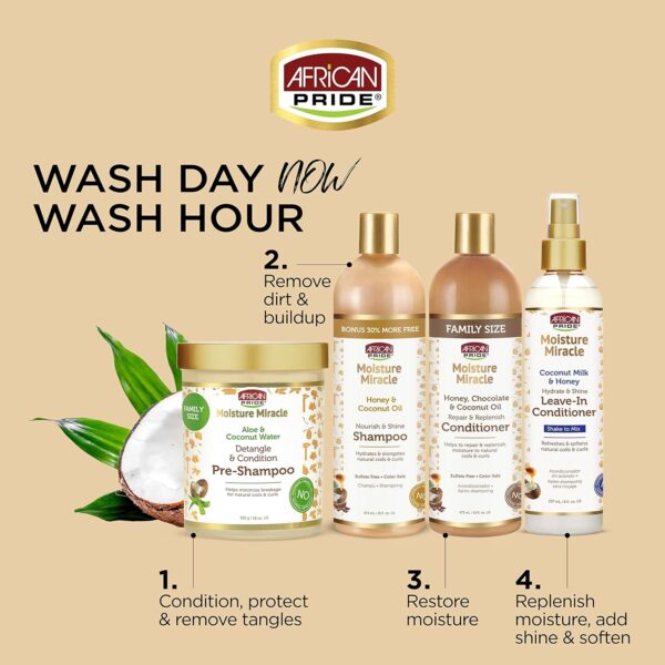African Pride Moisture Miracle Honey & Coconut Oil Shampoo 16oz – Image 2