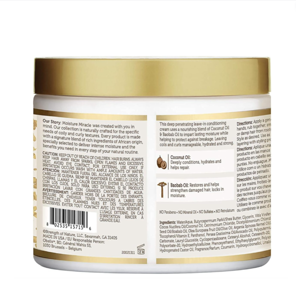 AFRICAN PRIDE Moisture Miracle Coconut & Baobab Oil Leave In Cream (15oz) – Image 3