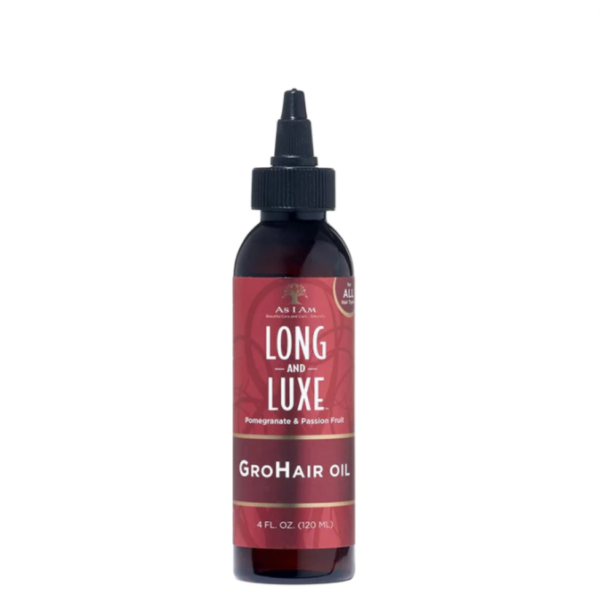 As I Am Long And Luxe Pomegranate & Passion Fruit Grohair Oil.