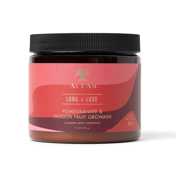 As I Am Long & Luxe GroWash Pomegranate & Passion Fruit  Cleansing Creme Conditioner.